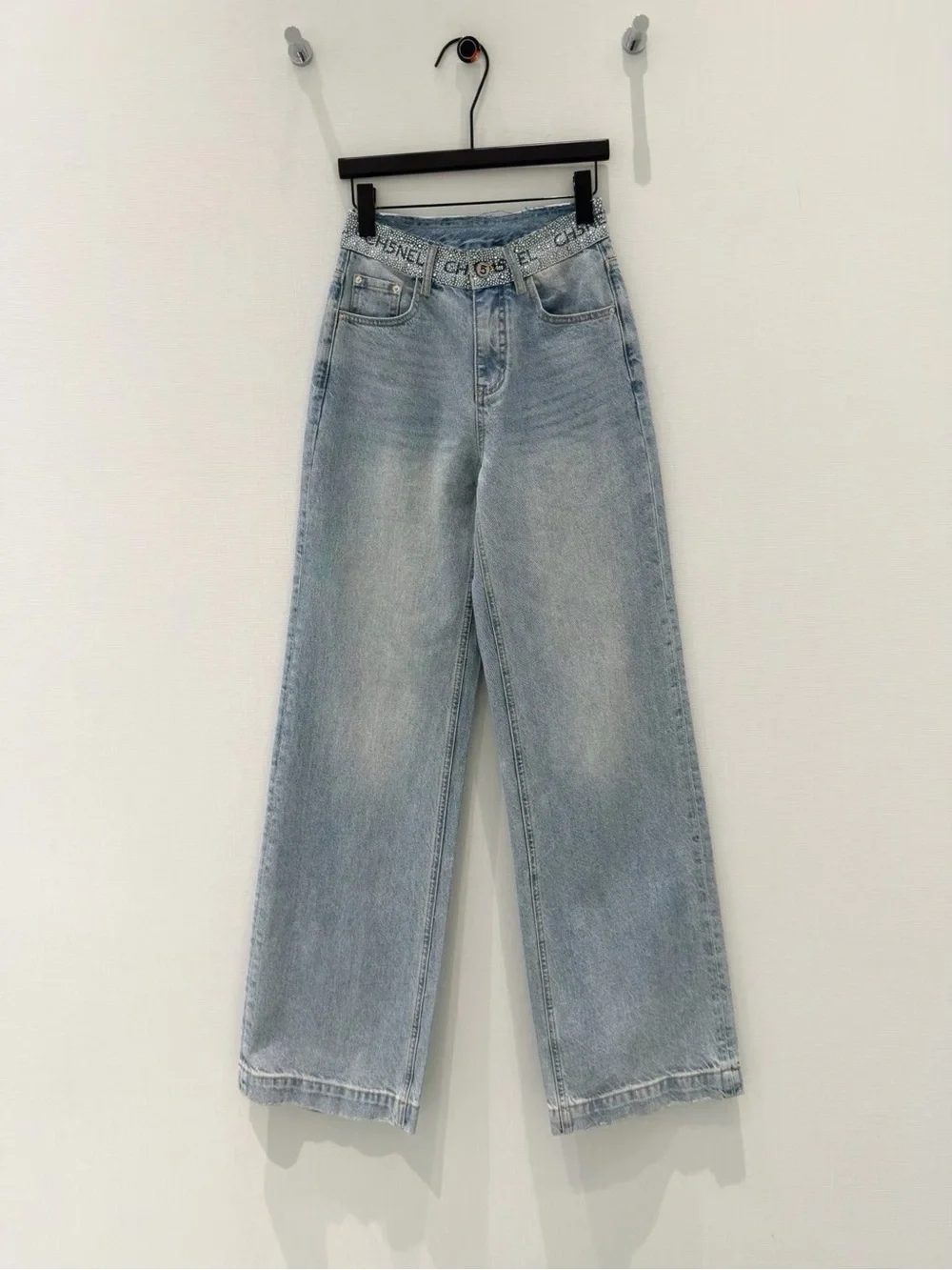 CHANEL Light Blue Wide-Leg Jeans